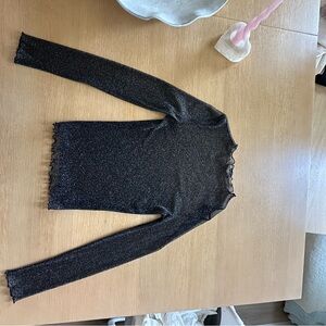 Zara Black Shimmer Long Sleeve Top